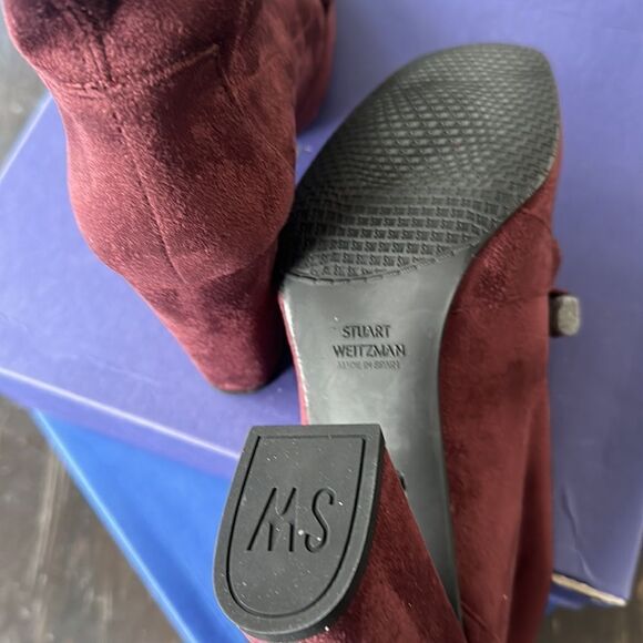 STUART WEITZMAN Ringleader Ultra-stretch Booties Wine Color Size 41 NEW in box - Picture 6 of 10